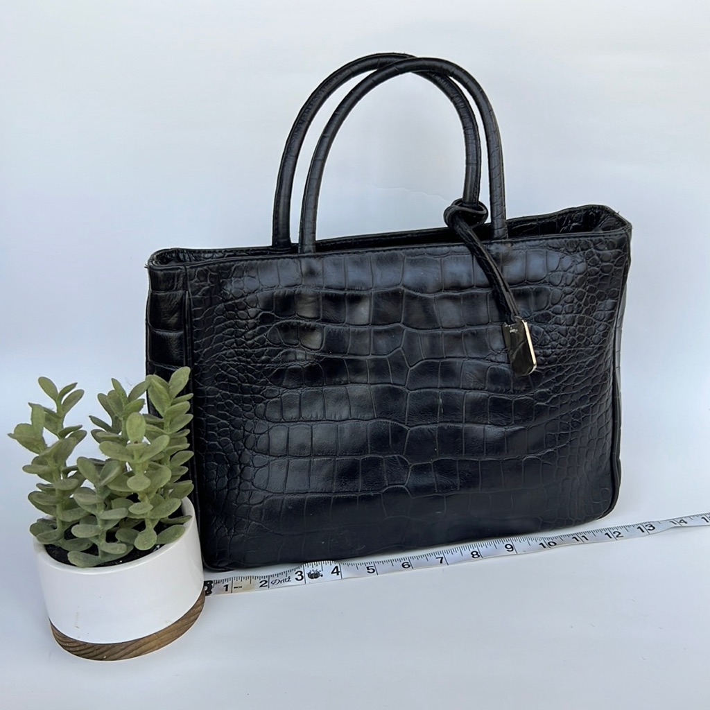Furla Black Crocodile Leather Handbag